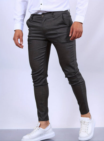 Schmale Chinos – Lässige Stretch-Chinos für Männer mit schmaler Passform-Dunkelgrau-XS-Chaps Herrenmode