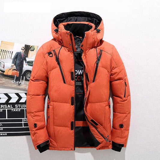 Herren Daunenjacke Kapuzenjacke Schwarz - Eveloria