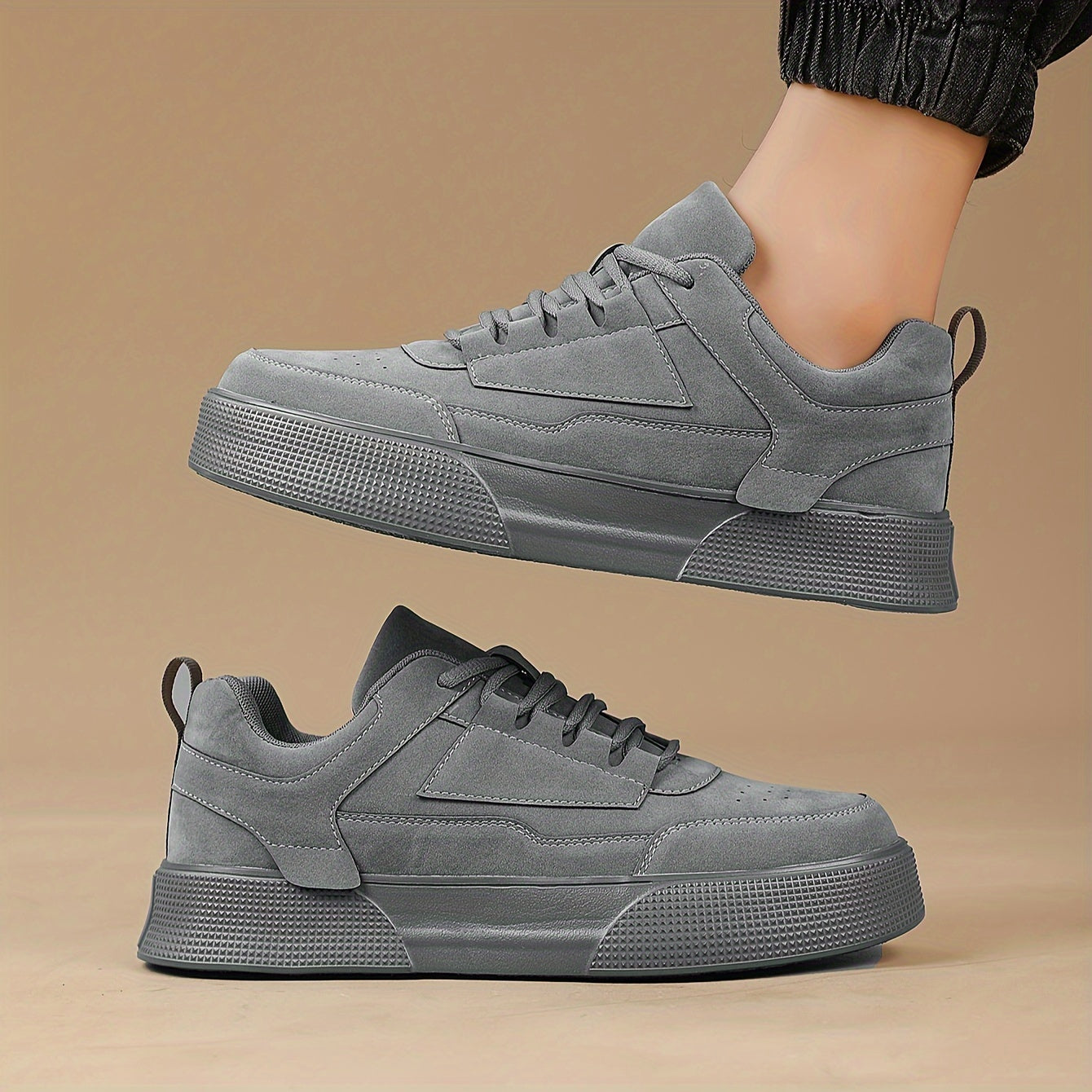 Schnürsneaker | Plateau | Dicke Sohle | Streetwear-Sneaker | Herrensneaker-Grau-39-Chaps Herrenmode