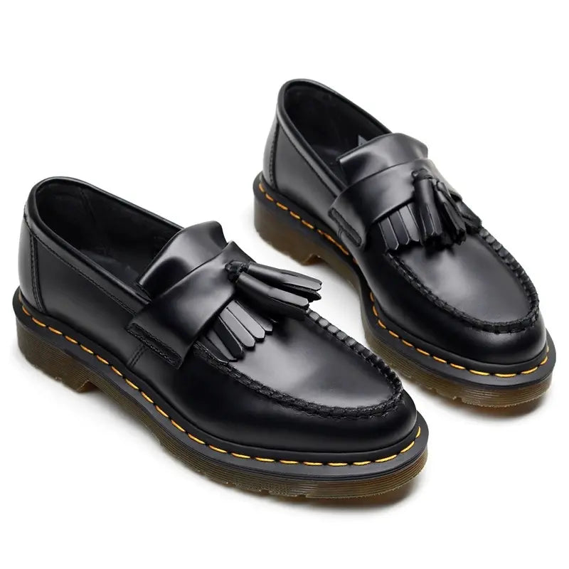Schwarze Loafers - Chunky Slip-On Tassel Loafer Schuhe für Männer-Mit Knoten-38-Chaps Herrenmode