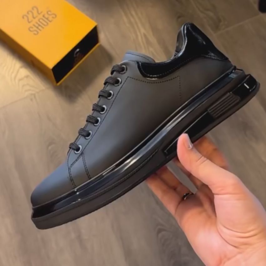 Herren Sneaker Schnürer Rutschfest Schwarz - Eveloria
