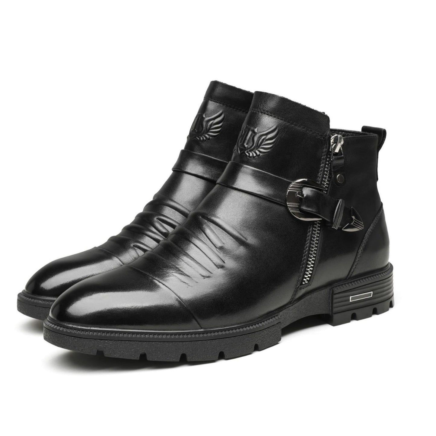 Herren Slip-on Stiefel Leder Schwarz Elegantes Design - Eveloria