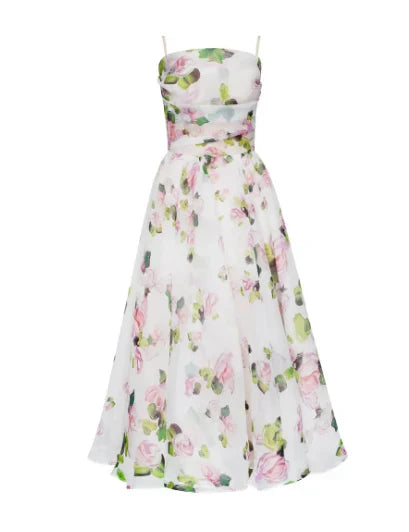 Eveloria Damen Blumenkleid Midi Elegant Blumenmuster