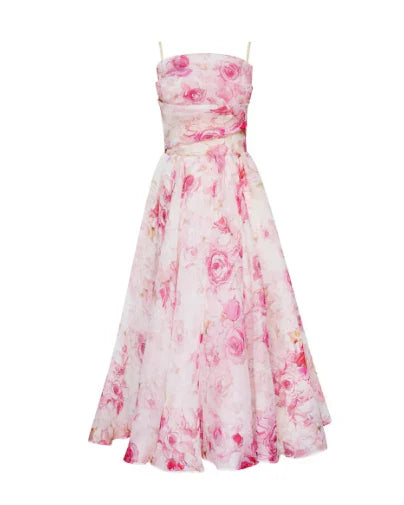 Eveloria Damen Blumenkleid Midi Elegant Blumenmuster