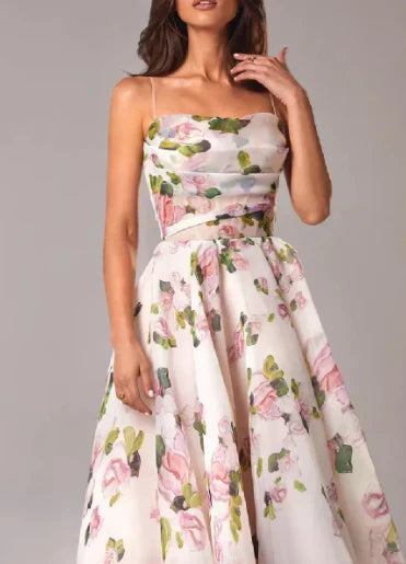 Eveloria Damen Blumenkleid Midi Elegant Blumenmuster