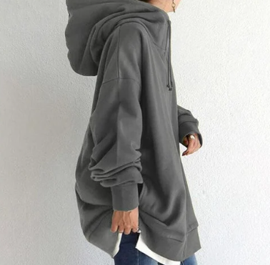 Damen Oversize Hoodie mit Kapuze und Reißverschluss