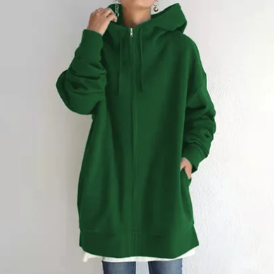 Damen Oversize Hoodie mit Kapuze und Reißverschluss