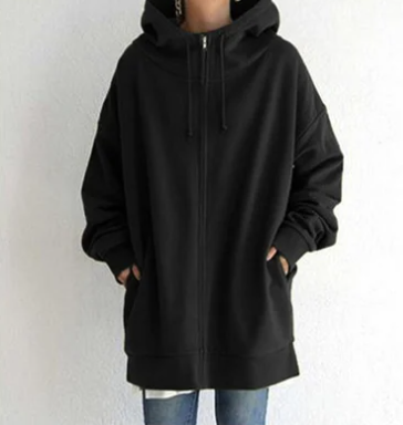 Damen Oversize Hoodie mit Kapuze und Reißverschluss