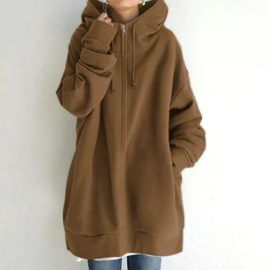 Damen Oversize Hoodie mit Kapuze und Reißverschluss