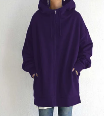Damen Oversize Hoodie mit Kapuze und Reißverschluss