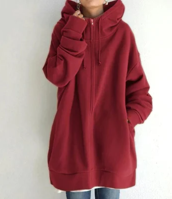 Damen Oversize Hoodie mit Kapuze und Reißverschluss