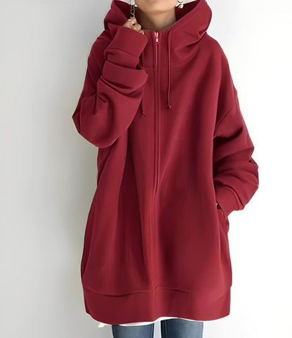 Eveloria Damen Fleece Hoodie Reißverschluss Grau