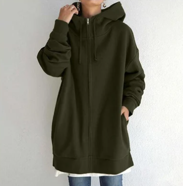 Damen Oversize Hoodie mit Kapuze und Reißverschluss