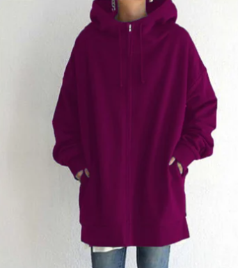 Damen Oversize Hoodie mit Kapuze und Reißverschluss