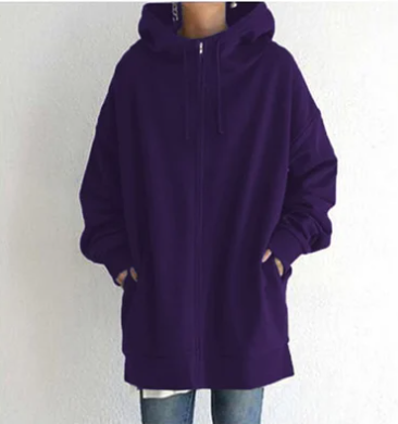 Damen Oversize Hoodie mit Kapuze und Reißverschluss