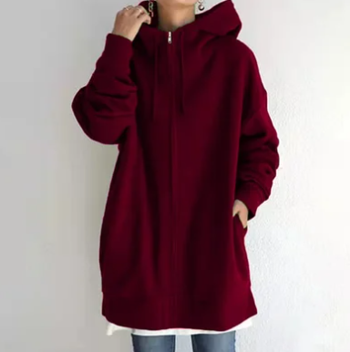 Damen Oversize Hoodie mit Kapuze und Reißverschluss