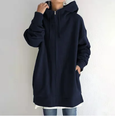 Damen Oversize Hoodie mit Kapuze und Reißverschluss