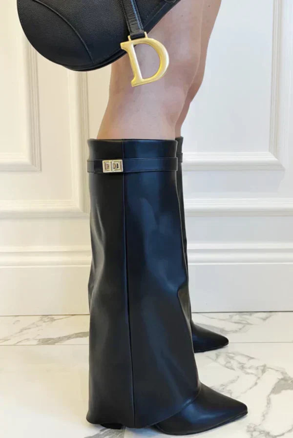 Eveloria Damen Kniehohe Stiefel Leder