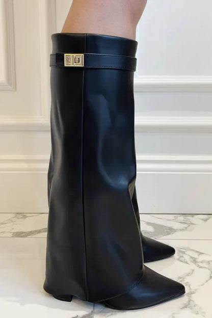 Eveloria Damen Kniehohe Stiefel Leder