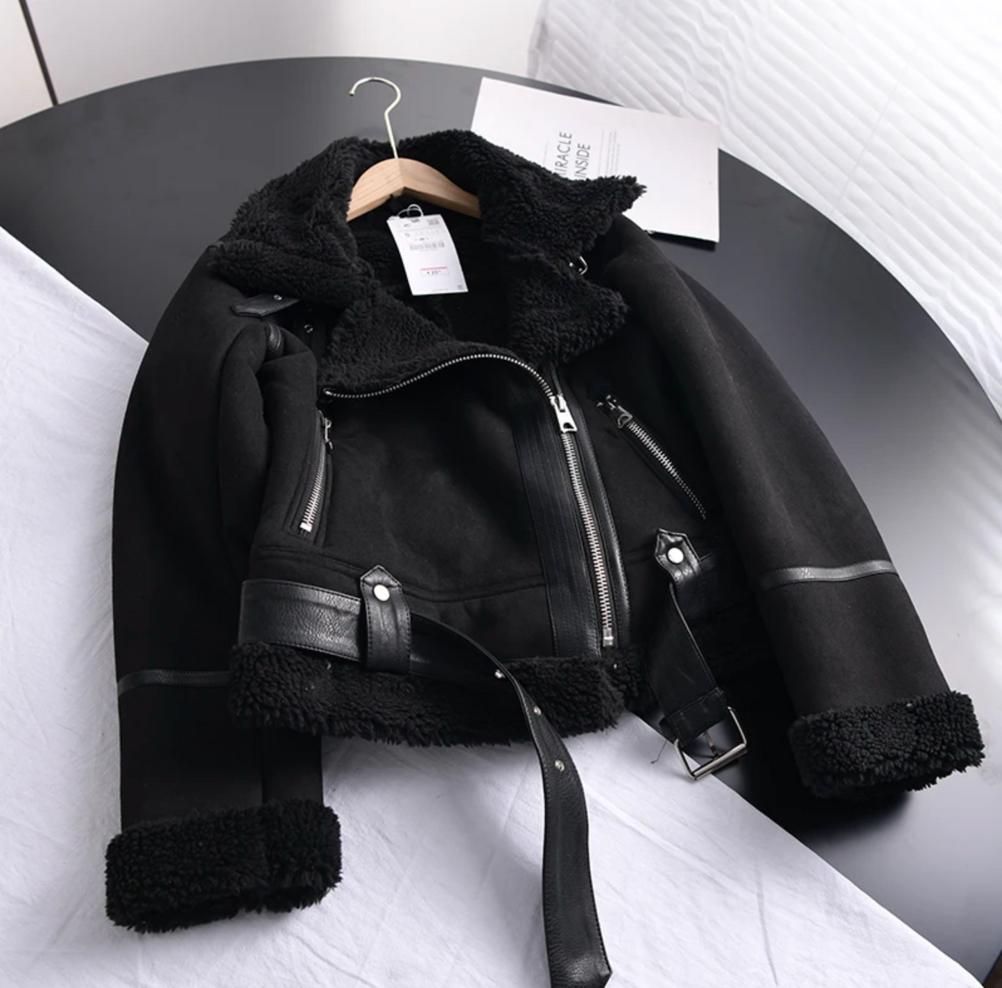 Eveloria Damen Sherpa Fleece Bomberjacke