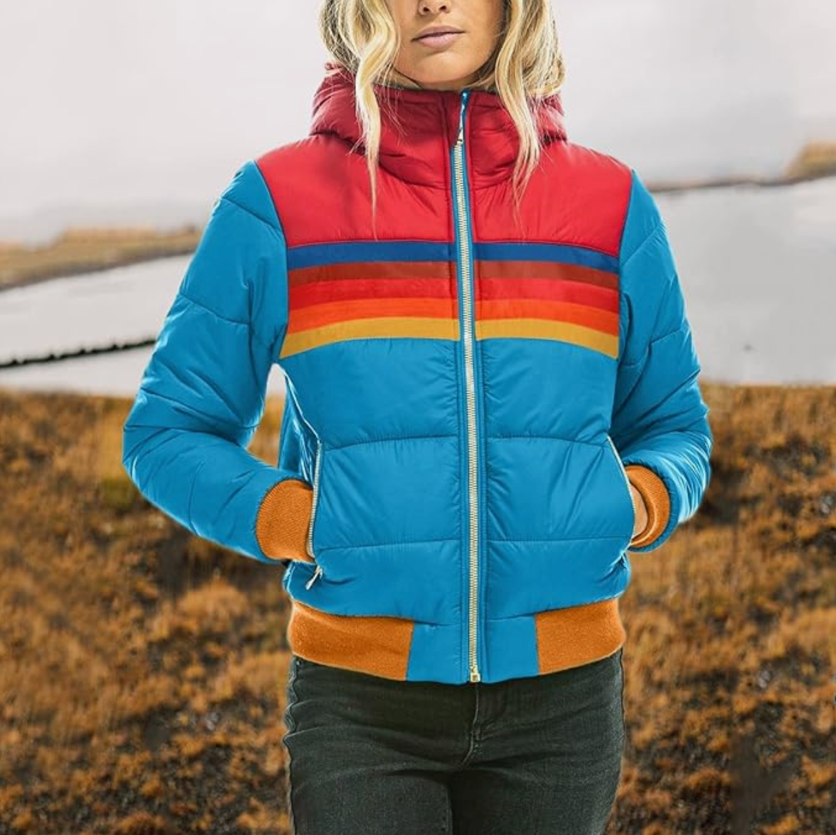Eveloria Damen Retro Isolierte Regenjacke