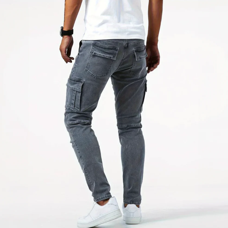 Herren Skinny-Jeans Cargo-Style Stretch-Denim