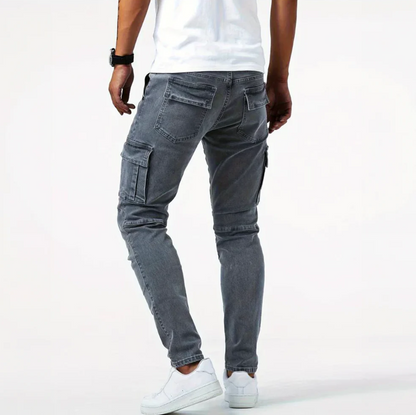 Herren Skinny-Jeans Cargo-Style Stretch-Denim