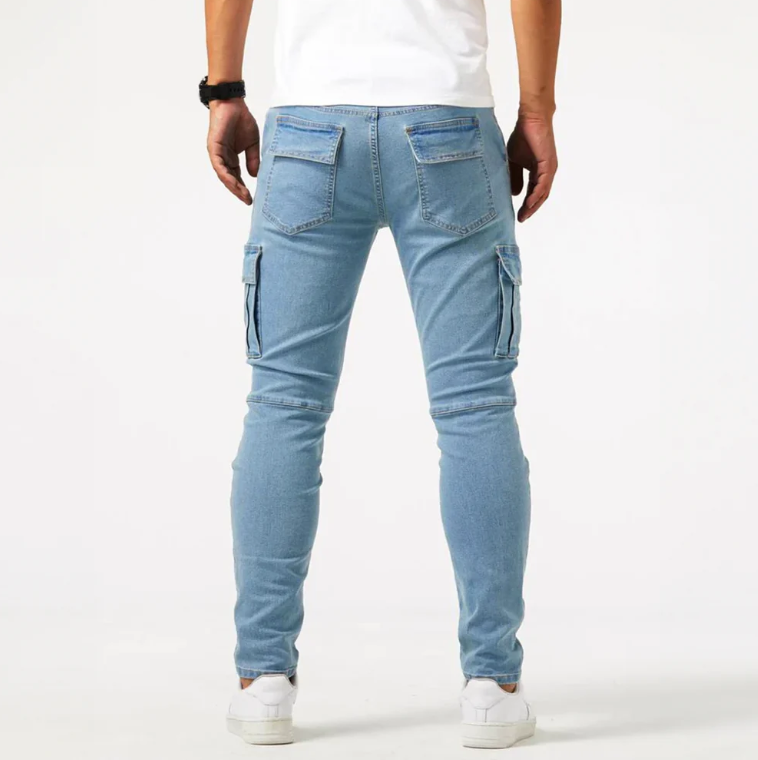 Herren Skinny-Jeans Cargo-Style Stretch-Denim