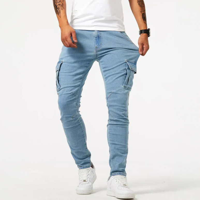 Herren Skinny-Jeans Cargo-Style Stretch-Denim