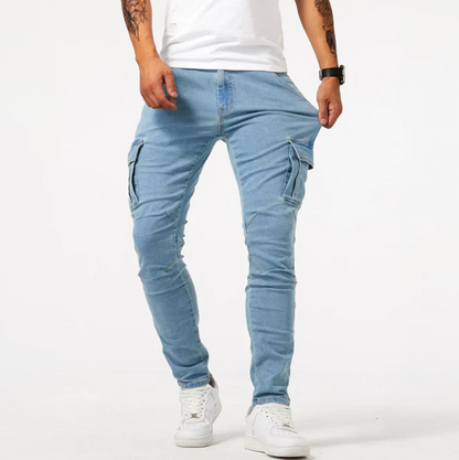 Herren Skinny-Jeans Cargo-Style Stretch-Denim