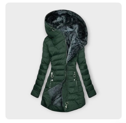 Damen Winterjacke Trendig Wollstoff Schwarz - Eveloria