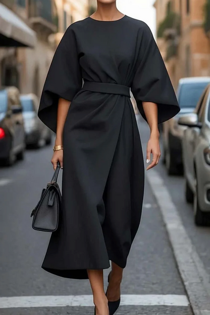 Damen Midikleid Mit Taillengürtel - Eveloria