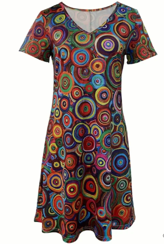 Eveloria Damen Boho-Kleid Mehrfarbig Grafikdruck - Eveloria