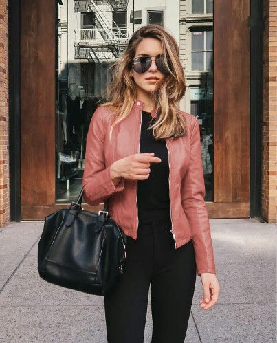 Eveloria Damen Taillierte Lederjacke Kunstleder