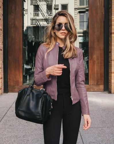 Eveloria Damen Taillierte Lederjacke Kunstleder