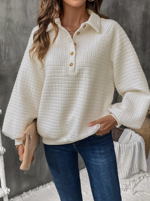 Eveloria Damen Sweatshirt Oversized Gitterstrick Grau