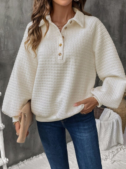 Eveloria Damen Sweatshirt Oversized Gitterstrick Grau
