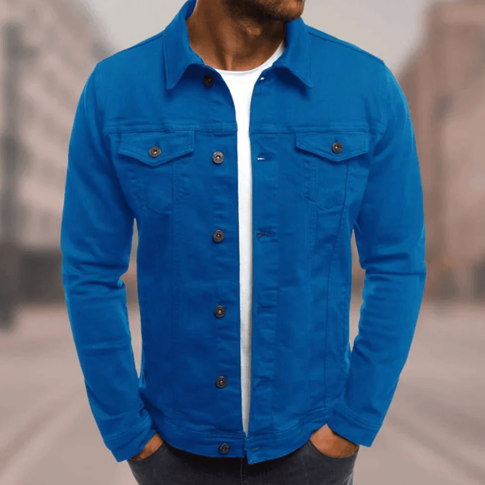 Eveloria Herren Denim-Jacke Trendig Blau