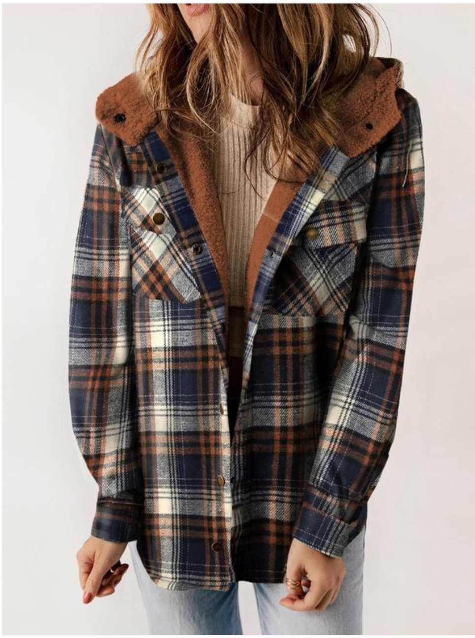 Eveloria Damen Karo-Jacke mit Kapuze - Eveloria