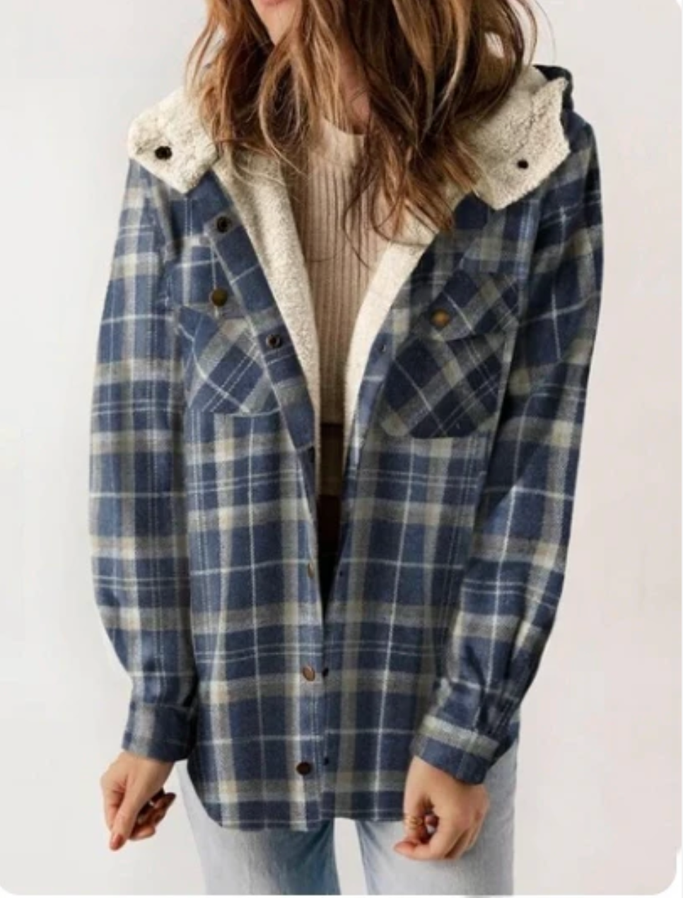 Eveloria Damen Karo-Jacke mit Kapuze