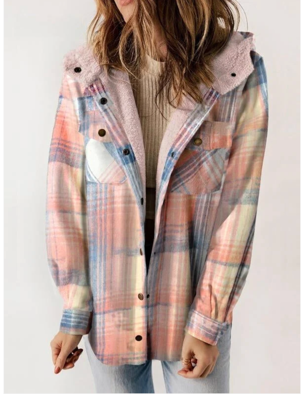 Eveloria Damen Karo-Jacke mit Kapuze