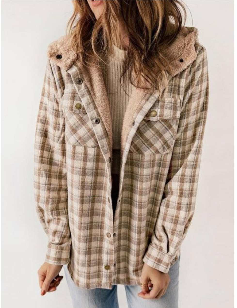 Eveloria Damen Karo-Jacke mit Kapuze