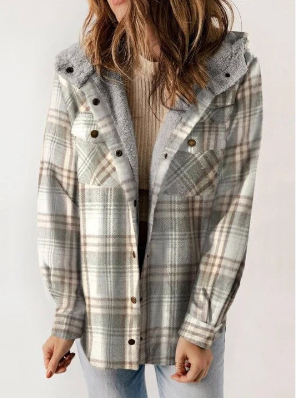 Eveloria Damen Karo-Jacke mit Kapuze