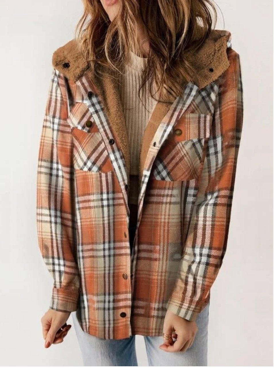 Eveloria Damen Karo-Jacke mit Kapuze