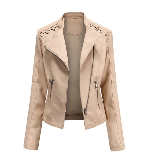 Eveloria Damen Klassische Lederjacke
