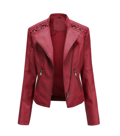 Eveloria Damen Klassische Lederjacke