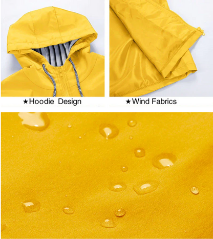 Eveloria Damen Regenjacke Wasser- und Winddicht Schwarz - Eveloria