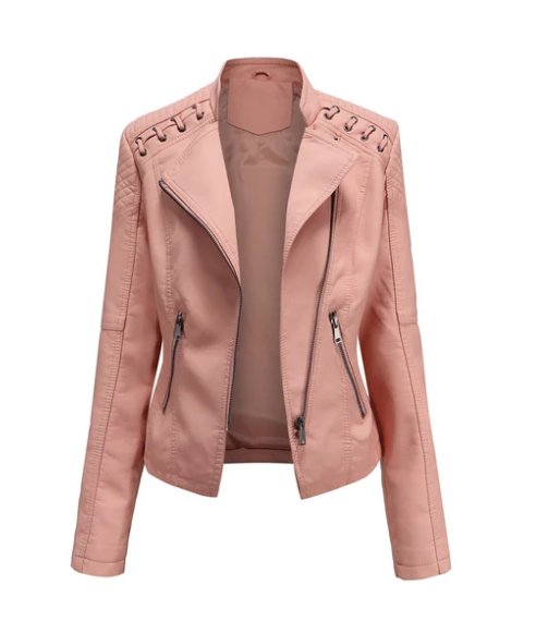 Eveloria Damen Klassische Lederjacke