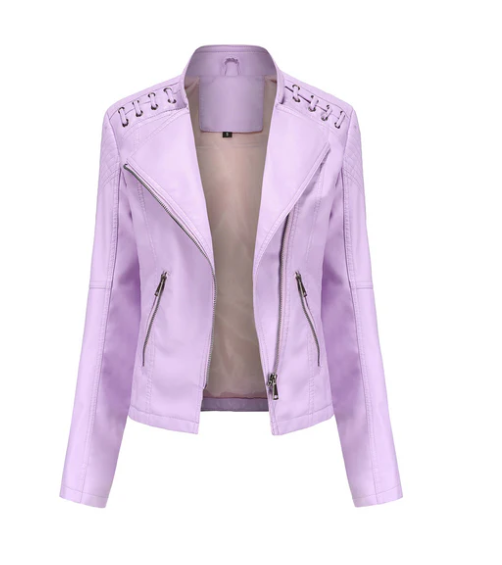 Eveloria Damen Klassische Lederjacke