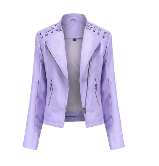 Eveloria Damen Klassische Lederjacke